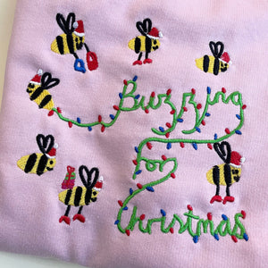 Christmas Jumper, Embroidered Bee Christmas Jumper, Tea Please