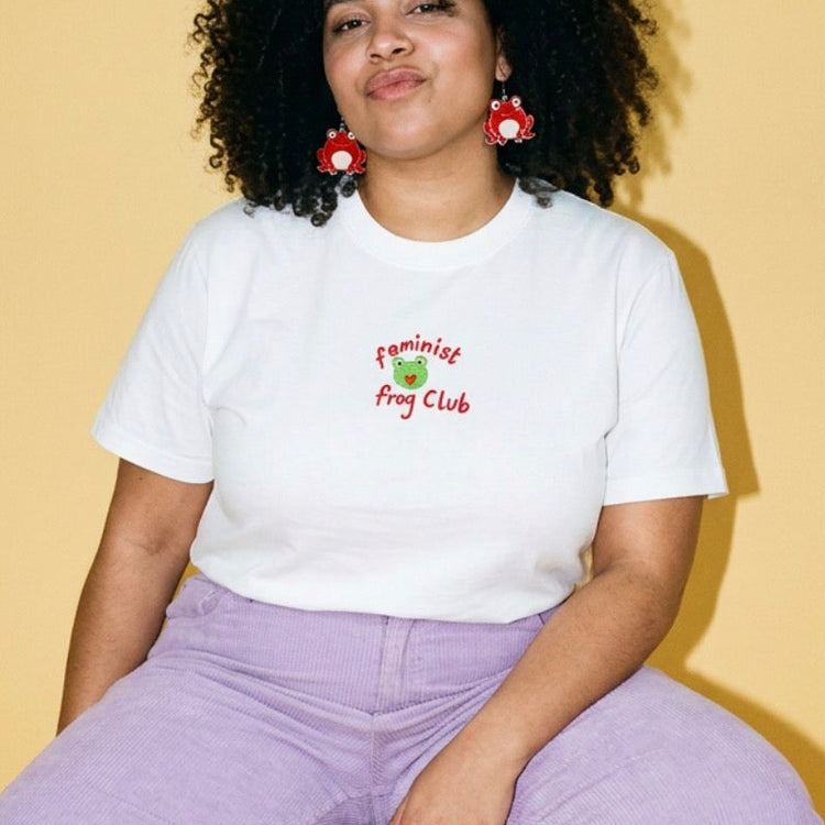 Feminist Frog Club Embroidered Tshirt