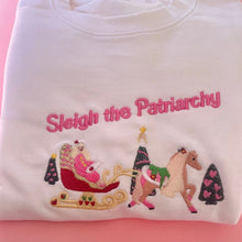 Load image into Gallery viewer, Sleigh the Patriarchy Barbie Inspired Christmas Jumper, Tea Please