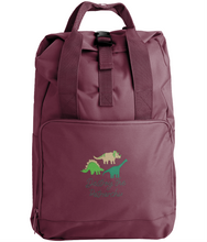 Load image into Gallery viewer, Destroy The Patriarchy Feminist Dinosaur Backpack