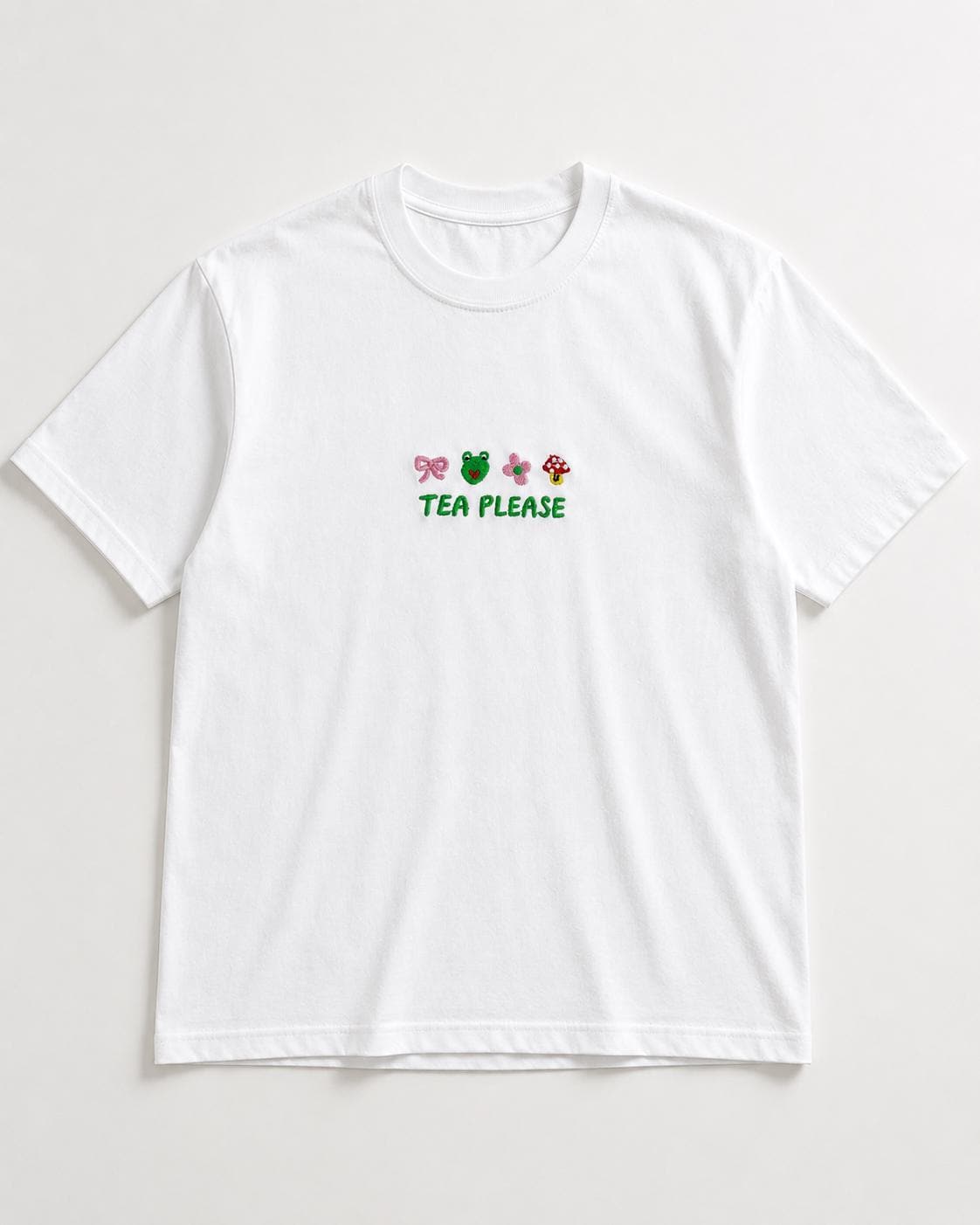 Tea Please Embroidered Tshirt
